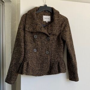 Oleg Cassini Dark Brown Pea Coat